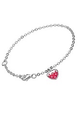 little superb pink enameled strawberry silver baby bracelet